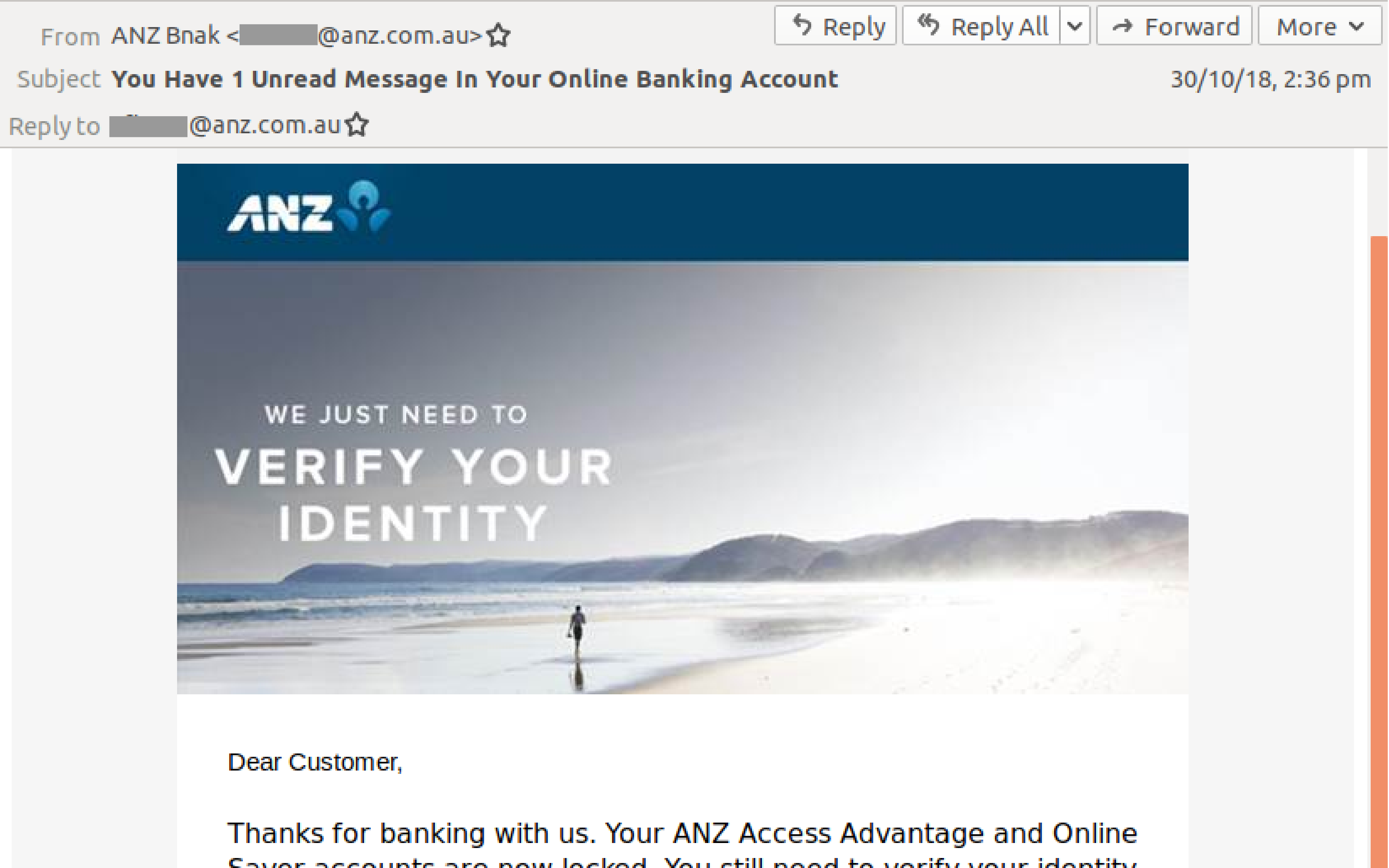 Beware ANZ impersonated in insidious phishing email scam